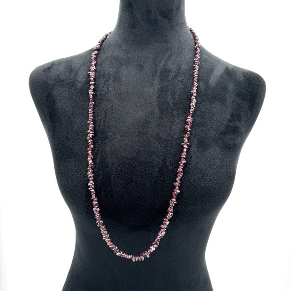 2/$18‎ SALE!   Natural Garnet Chip Beads Necklace 36" Long Red Gemstone Strand - Picture 1 of 5